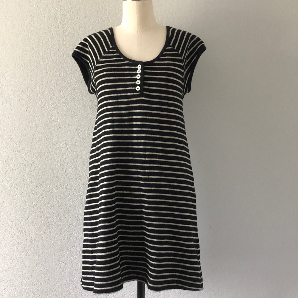 Free people black tan striped wool dress